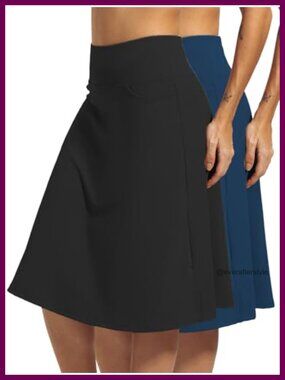 Women's Knee Length Skorts with Pockets UPF50+ Athletic Midi Skirt